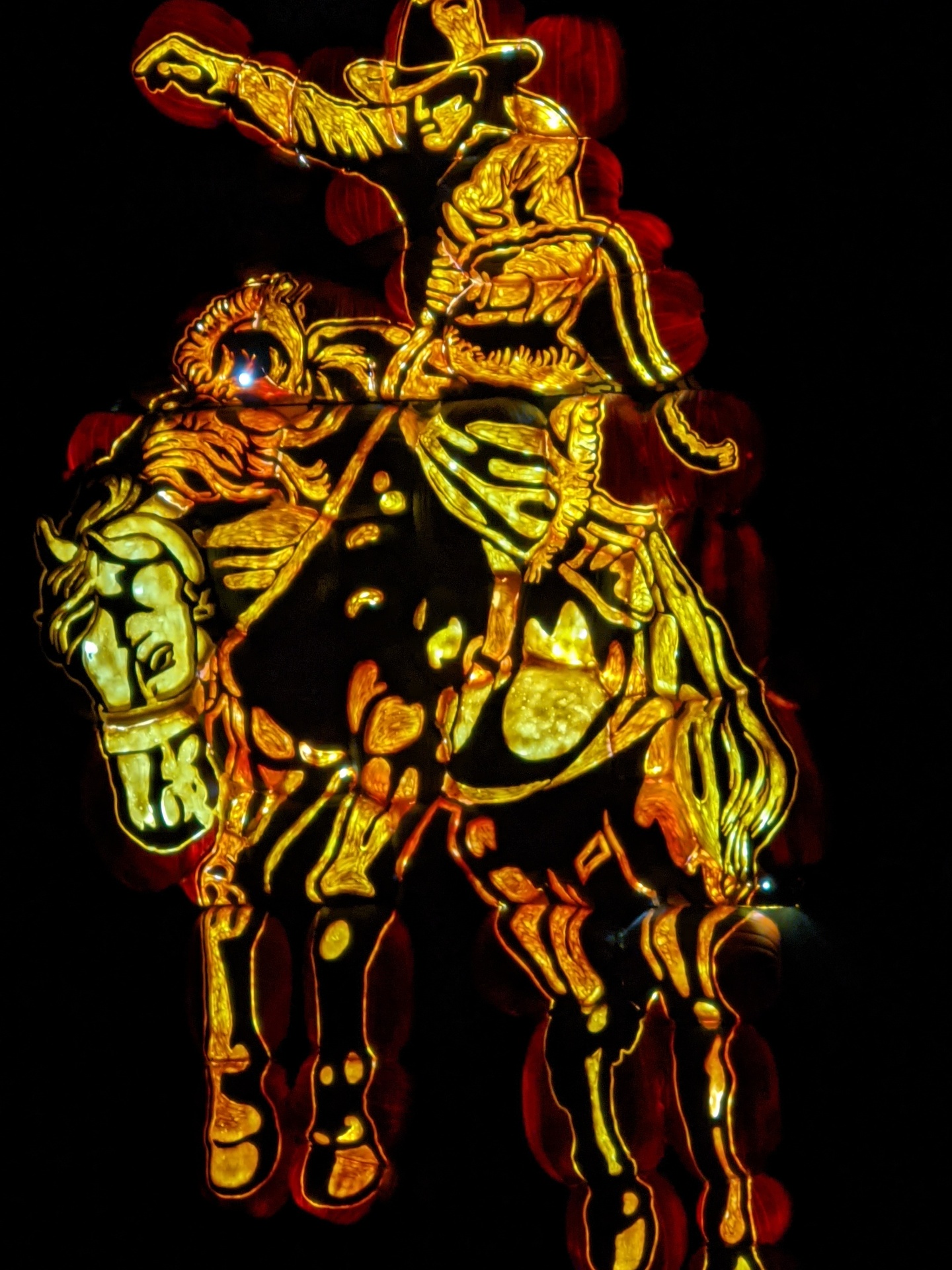 Pumpkin cowboy scene