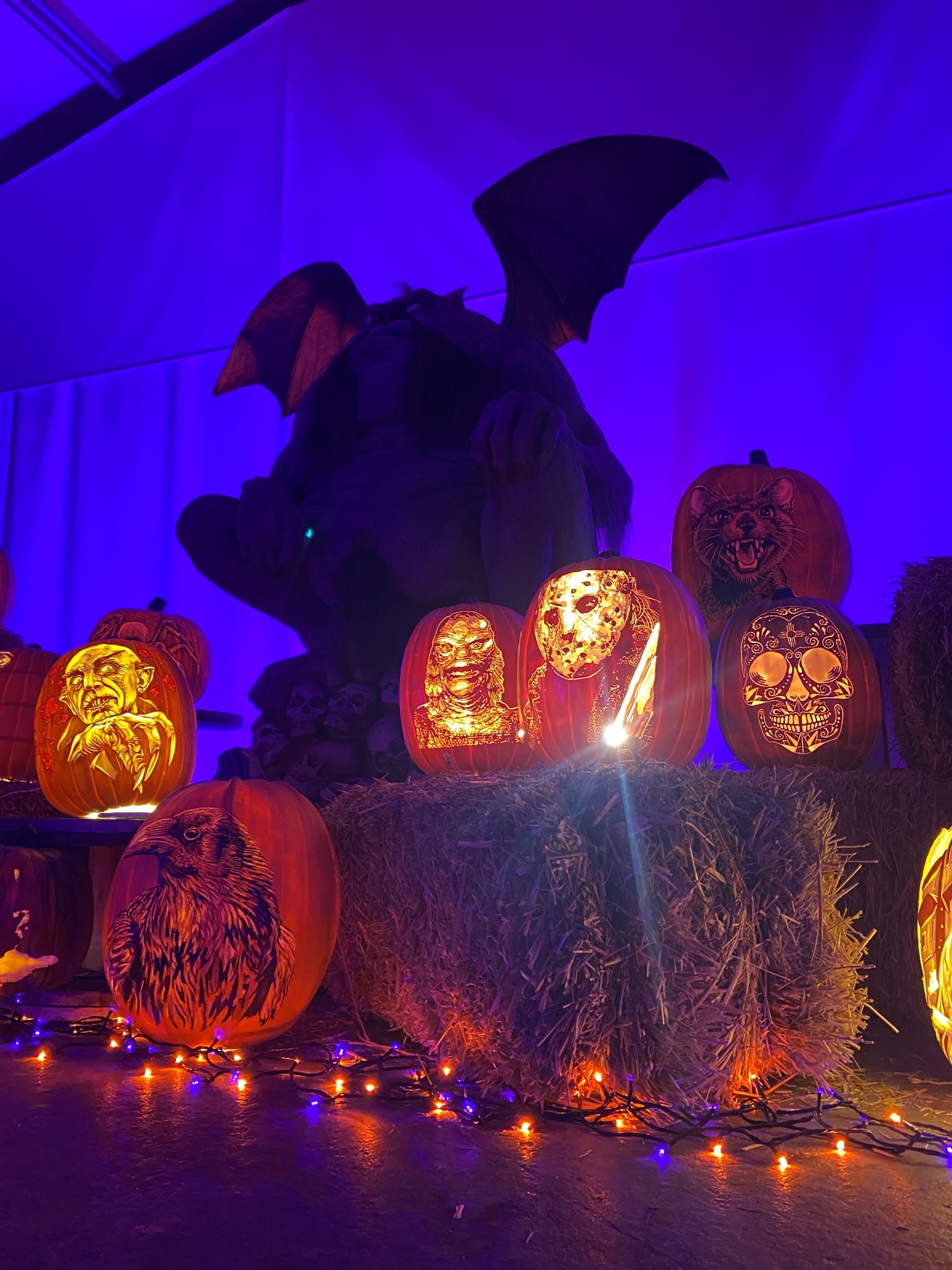 Whimsical pumpkin character scene